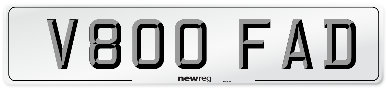 V800 FAD Number Plate from New Reg